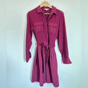 Brooks Brothers Red Fleece Red & Blue Checked Print Dress - Size 12